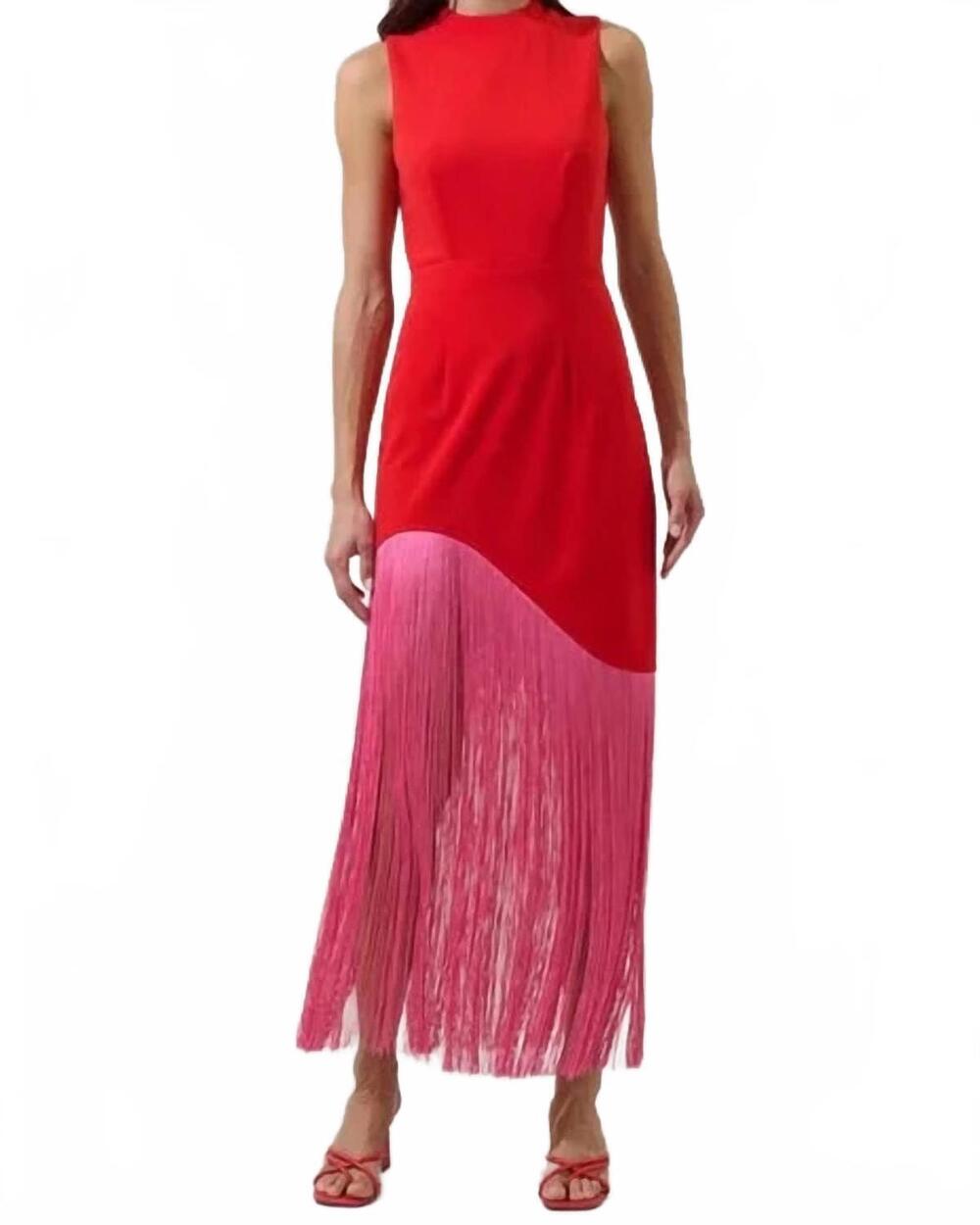 NEW SUGARLIPS gigi fringe dress in red-pink
